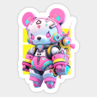 AKBLM - AYASHII 怪しい SUSPECIOUSE MECHA KUMA | COLORFUL FUTURISTIC CYBER ANIME CHARACTER Sticker